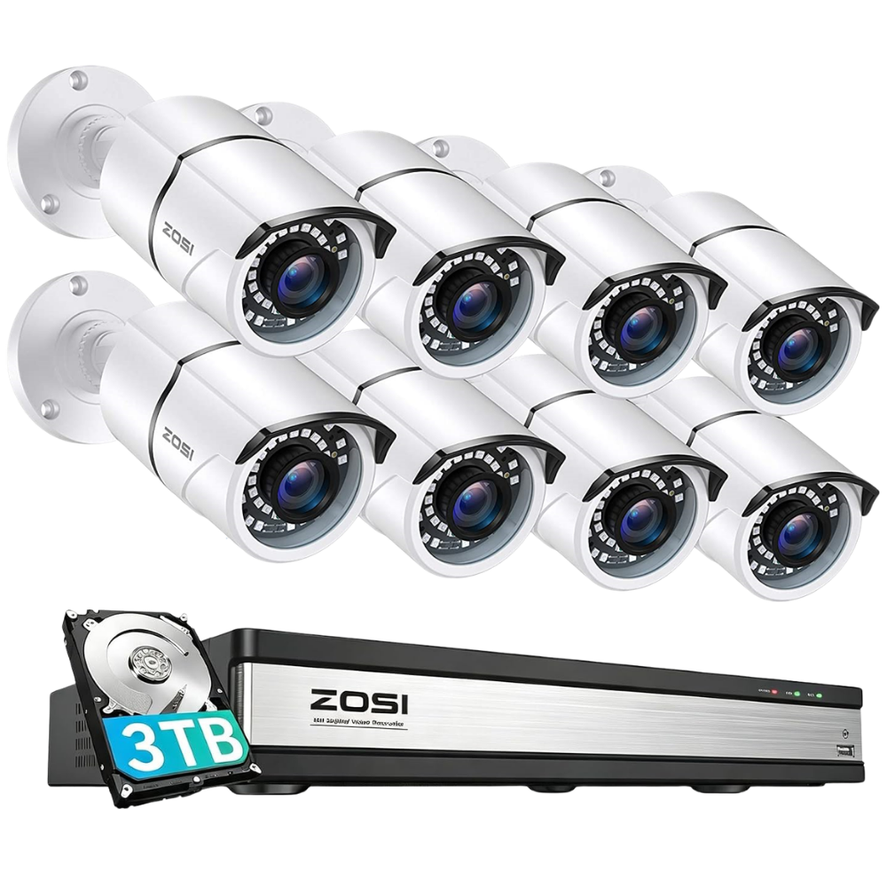 ZOSI 230万画素 屋外防犯カメラai機能 IP67防水防犯カメラ16台 防犯