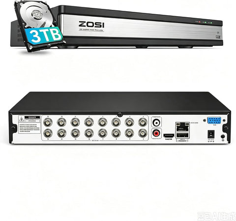 「翌日配送」《AI検知強化》ZR16FK 16CH防犯レコーダー HDD 3TB選べる HDD最大8TB拡張 同軸/AHD/TVI/CVIマルチ規格対応｜1080p高画質 3DNR フルHD録画 スマホ遠隔監視 スマホ連携 工事不要