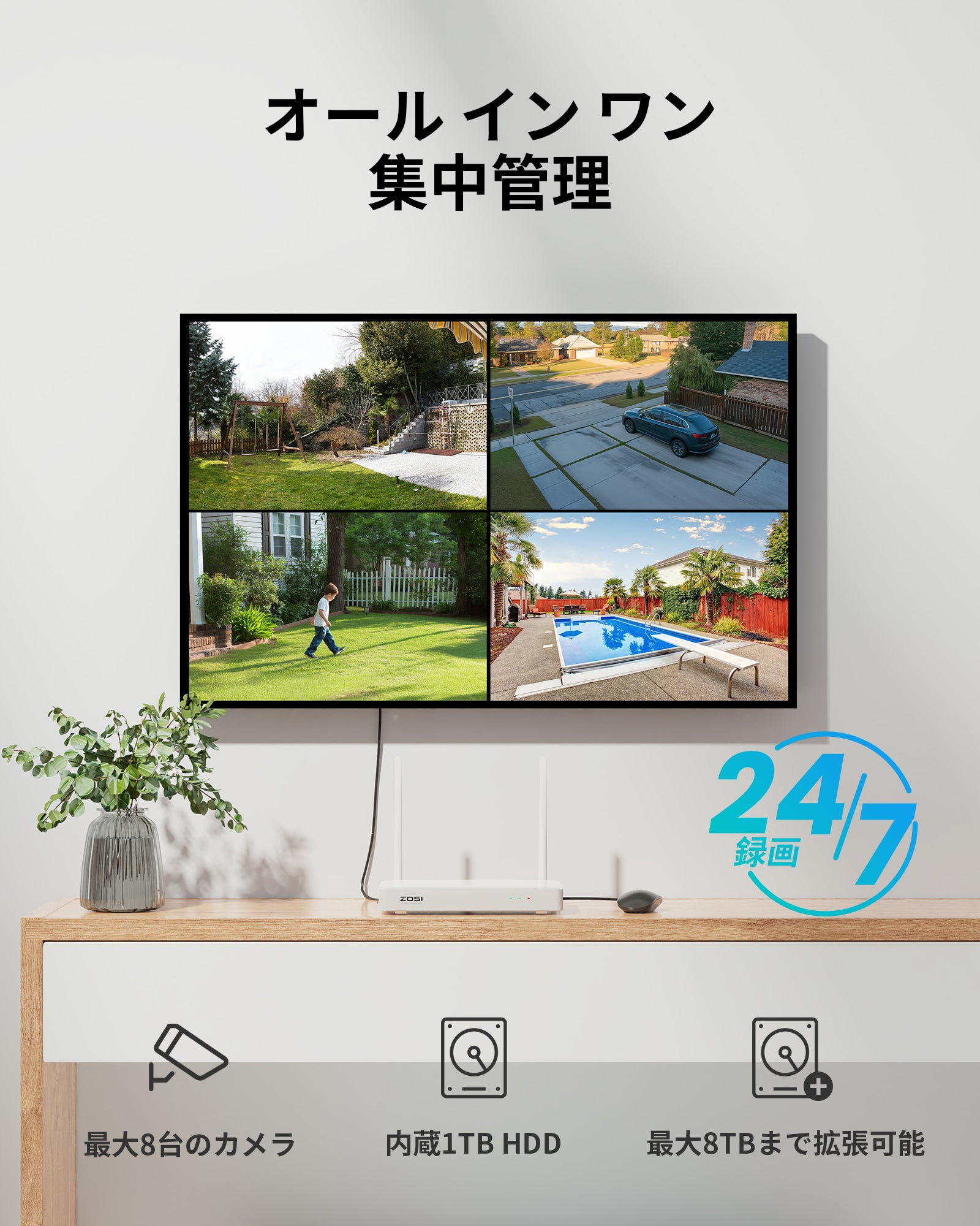 ZOSI公式】防犯カメラ・ 屋外・ 家庭用・ ワイヤレス・ 防犯