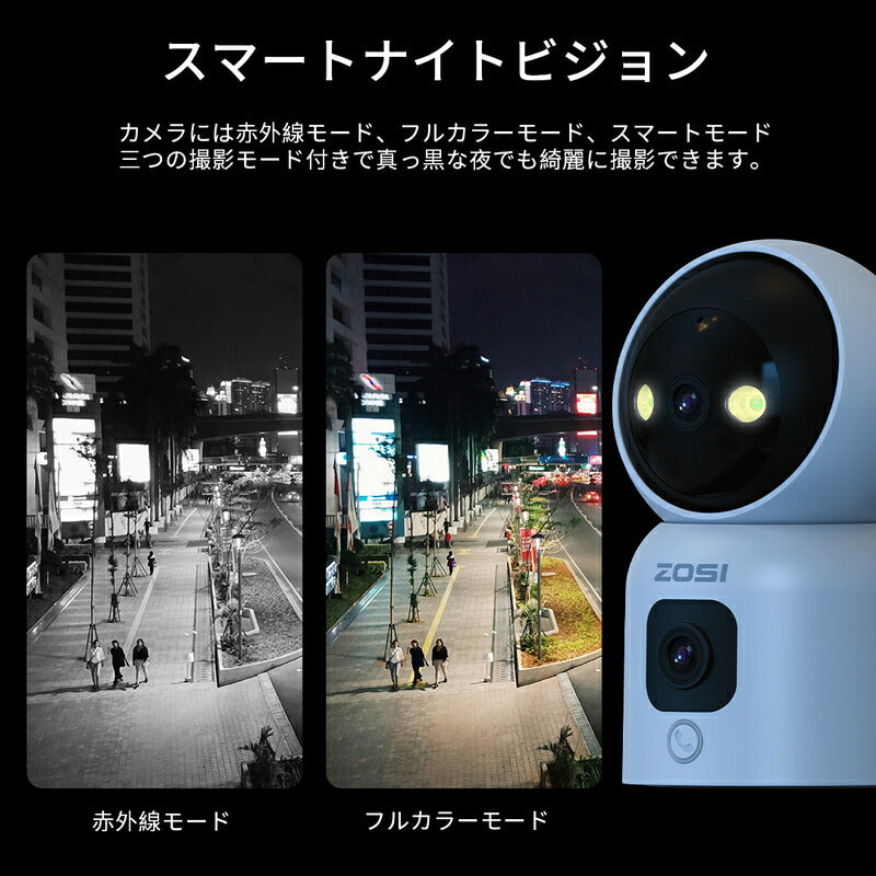 デュアルレンズ・双方向通話 】3MP+3MP WiFi防犯カメラ屋内 360