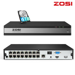 ZR16HK 800万画素 poe防犯レコーダー 16ch 4tb HDDなし選ぶ ONVIF対応poe録画機 zosi poeカメラ専用 最大32台カメラに接続