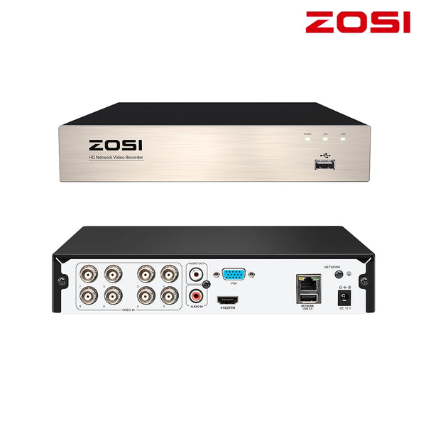 ZR08VN デジタルレコーダー hddなし1tb 2tb選ぶ 1080P防犯カメラレコーダー アナログ/cvi/tvi/ahdレコーダー8ch ai機能 同軸防犯カメラ対応 シルバー