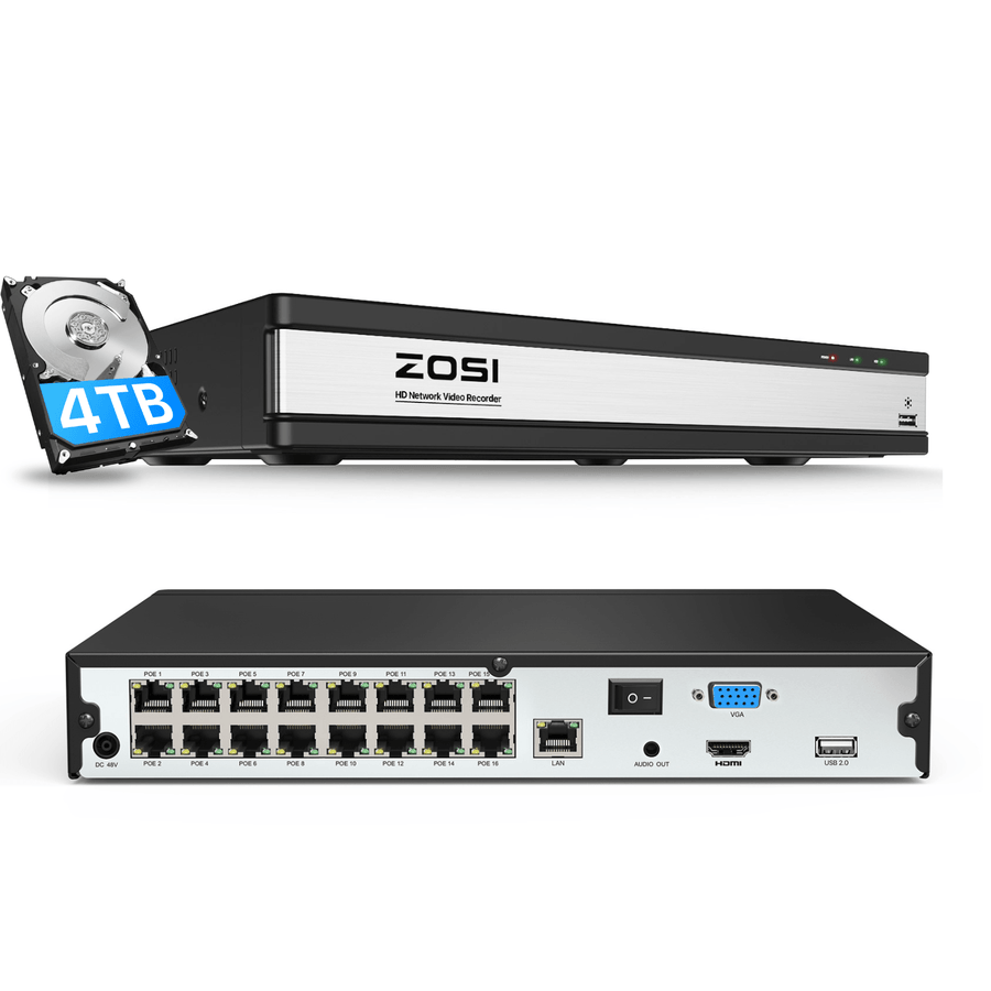 ZOSI ゾシ 防犯カメラ 7個 レコーダーセット 4K 800万画素 AI検知 ZOSIアナログ録画機｜高画質で信頼の監視録画システム - 防犯カメラ